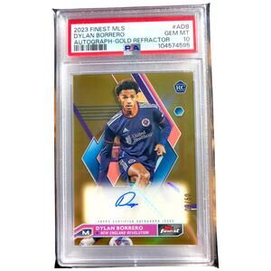 2023 Topps Finest MLS Auto Gold Refractor ADB Dylan Borrero Revolution /50 PSA10